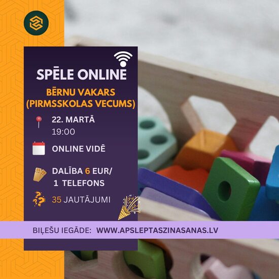 ONLINE - dalība spēlē "Bērnu vakars" - 22.03.